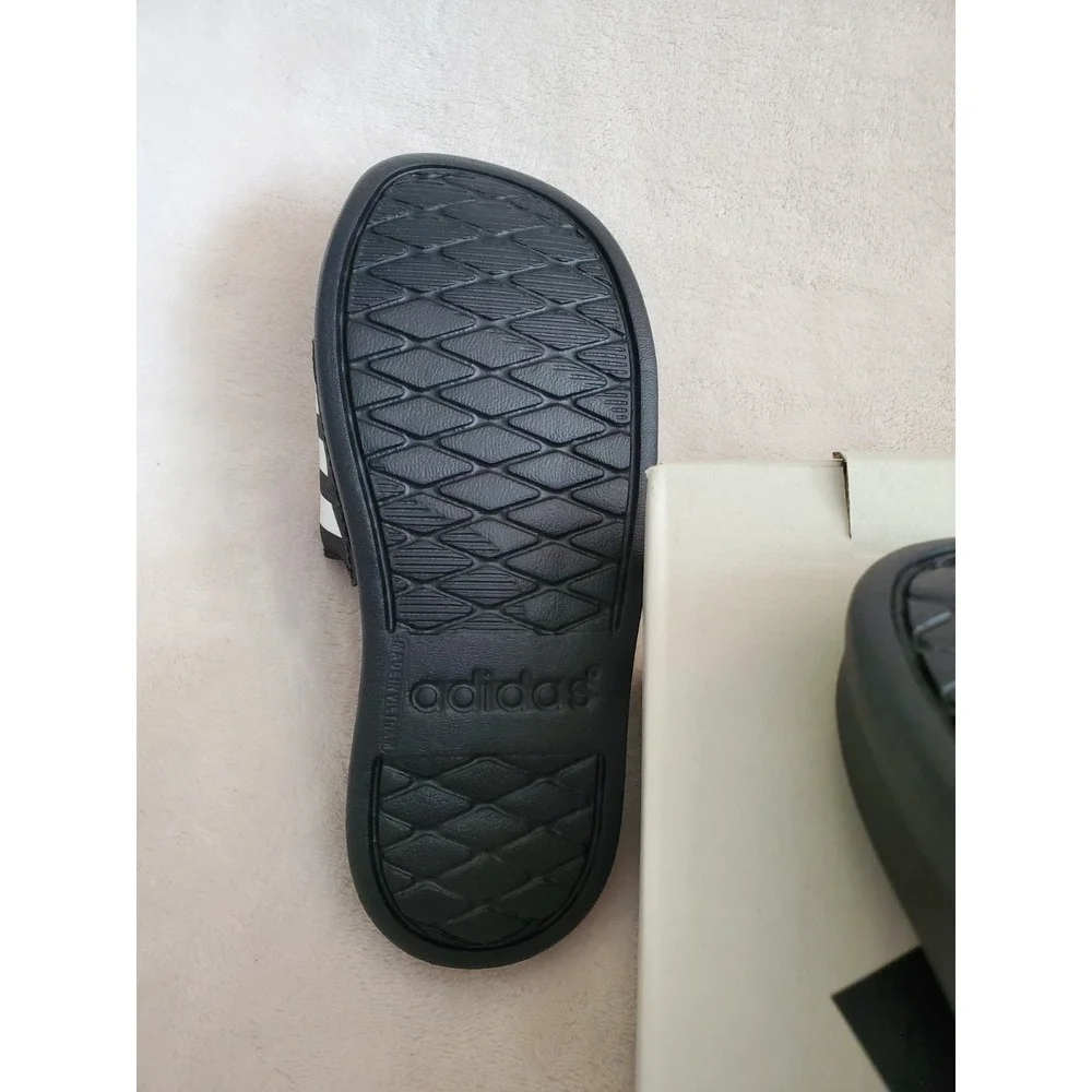 NEW adidas Adilette Comfort‎ Slides Shower Kids Black Stripe Size 13 K